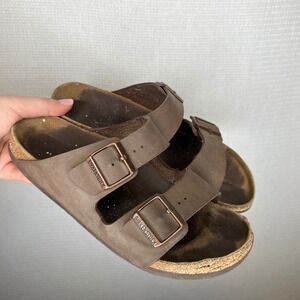 Birkenstock Arizona Mocha Brown Two Strap Sandals EU 40 L9 M7 Birko-Flor
